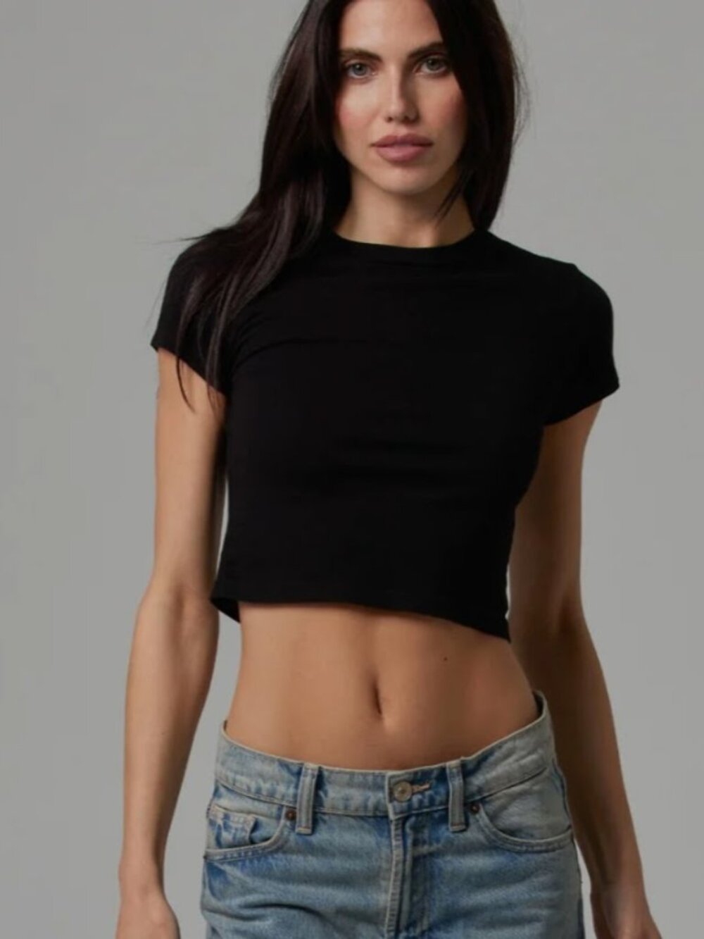 TALENTLESS Baby Tee in Black Cropped Short Sleeve T-shirt Y2K 90s Women's S